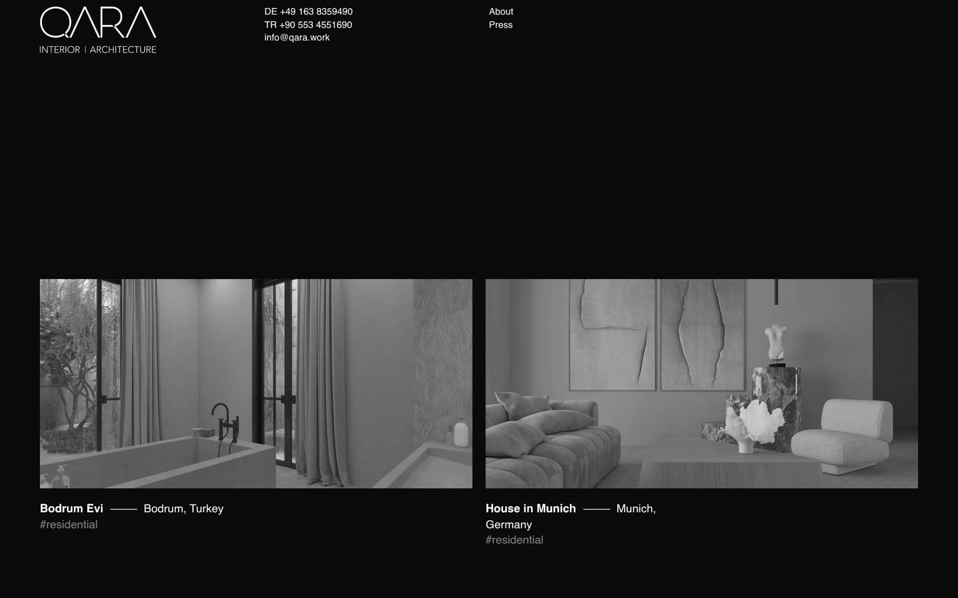 QARA Interior & Architecture Web Design screenshot 1