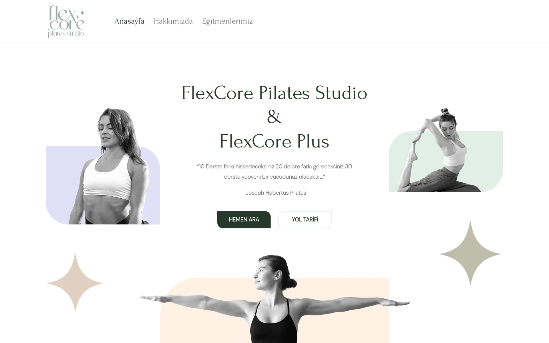 FlexCore Pilates Studio Web Design screenshot 1